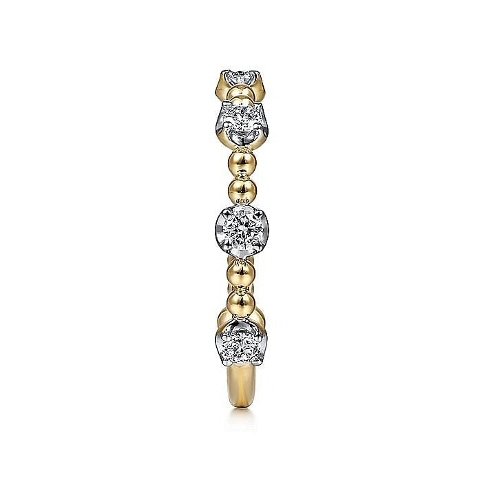 Gabriel & Co. Yellow Gold Bujukan and Diamond Station Ring - Diamond Fashion Rings - Women's