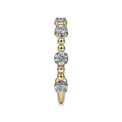 Gabriel & Co. Yellow Gold Bujukan and Diamond Station Ring - Diamond Fashion Rings - Women's