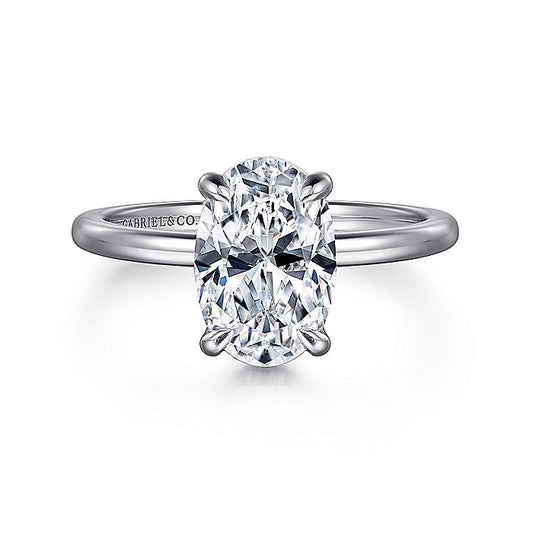 Gabriel & Co. White Gold Oval Hidden Halo Semi-Mount Engagement Ring - Diamond Semi-Mount Rings