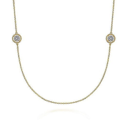 Gabriel & Co. 14 Karat Yellow Gold Double Sided Diamond Bujukan Station Necklace - Diamond Necklaces