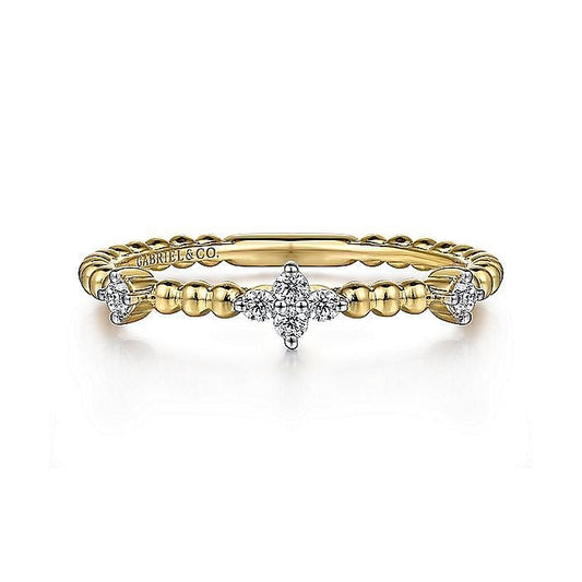 Gabriel & Co. 14 Karat Yellow Gold Diamond Station Bujukan Ring - Diamond Fashion Rings - Women's