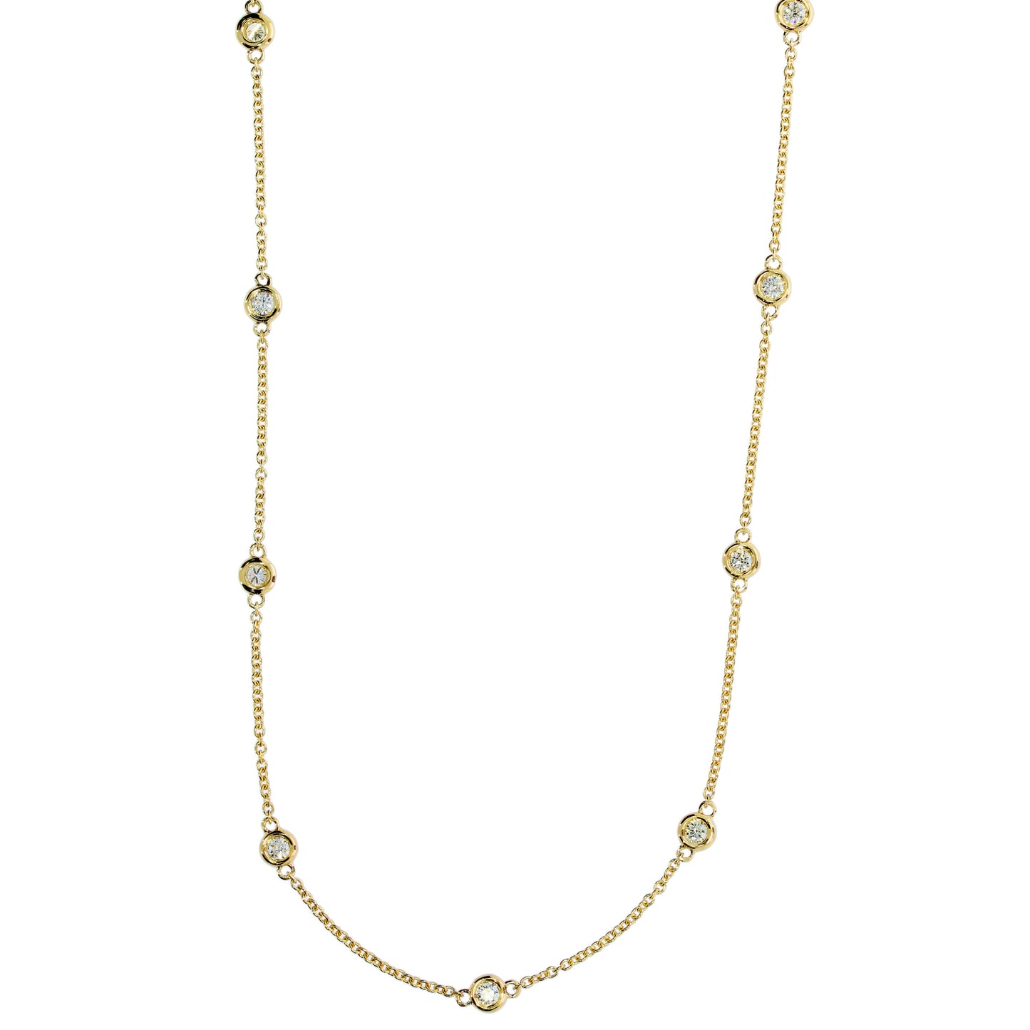 Yellow Gold Diamond Station Necklace - Diamond Necklaces