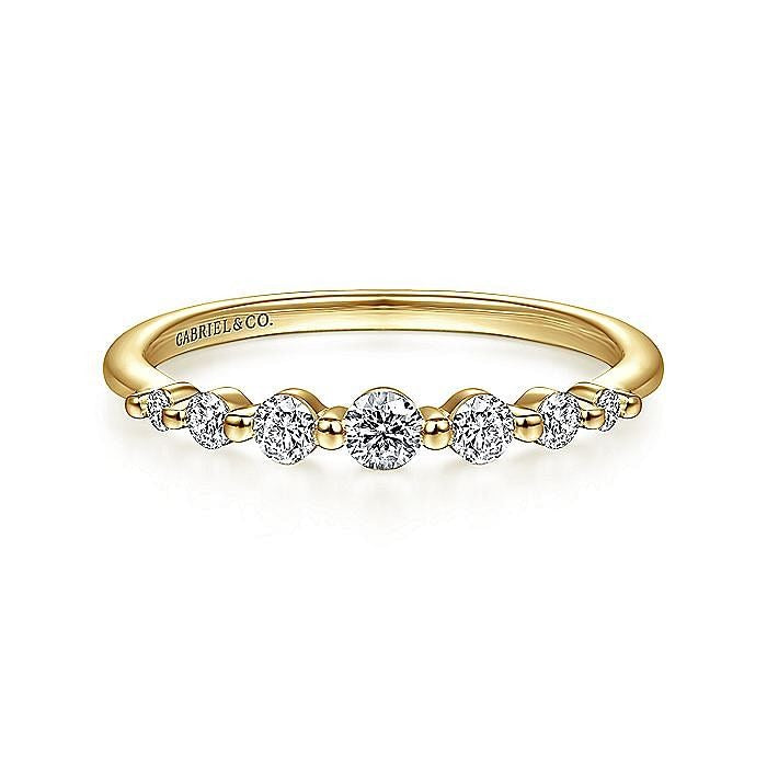 Gabriel & Co. Yellow Gold Graduating Single Prong Diamond Ring