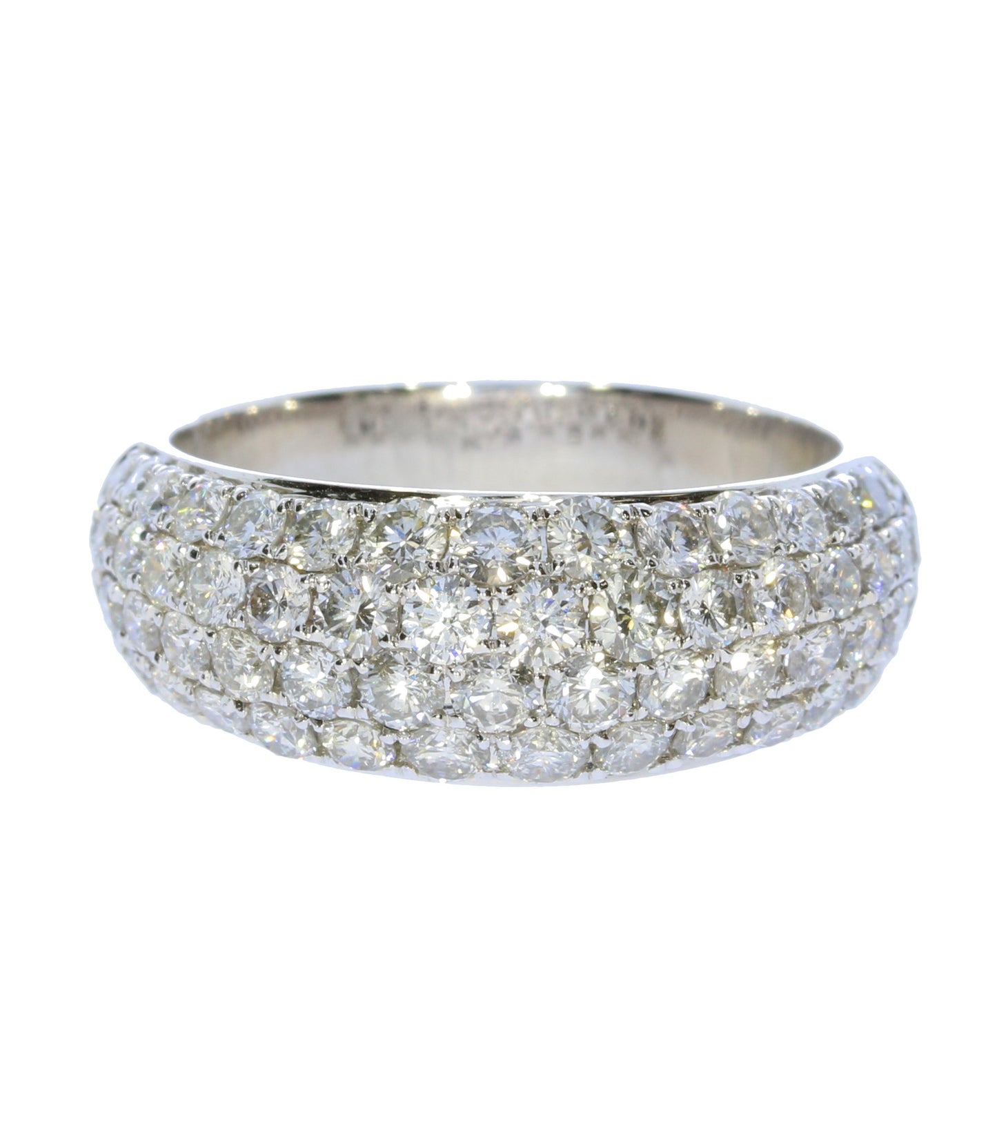 White Gold Domed Pave Diamond Ring - Diamond Fashion Rings - Women's