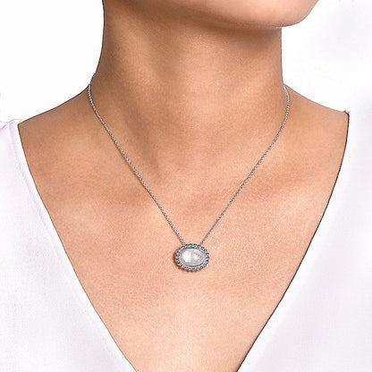 Gabriel & Co Sterling Silver Rock Crystal and White MOP Pendant Necklace - Colored Stone Pendants