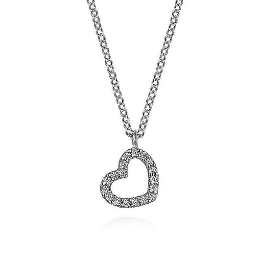 Gabriel & Co. White Gold Diamond Heart Pendant - Diamond Pendants