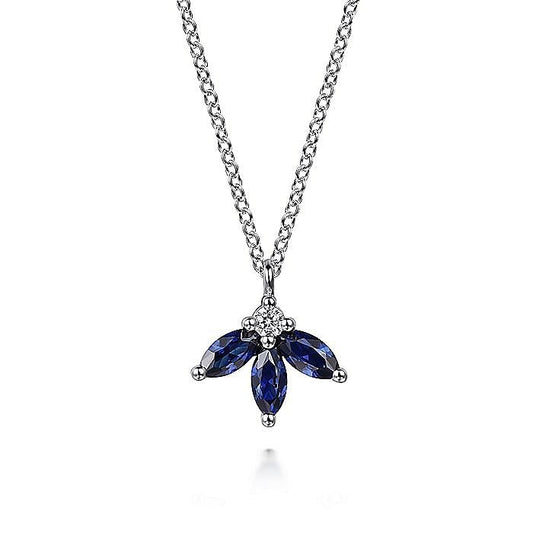 Gabriel & Co. White Gold Diamond Sapphire Pendant