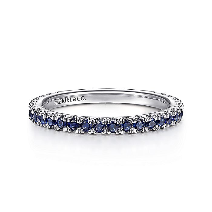 Gabriel & Co. White Gold Sapphire Band