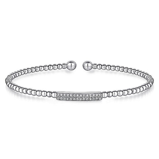 Gabriel & Co. 14 Karat White Gold Diamond Beaded Bujukan Bangle Bracelet - Diamond Bracelets