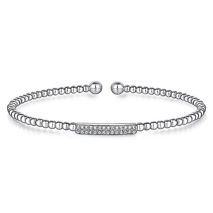 Gabriel & Co. 14 Karat White Gold Diamond Beaded Bujukan Bangle Bracelet