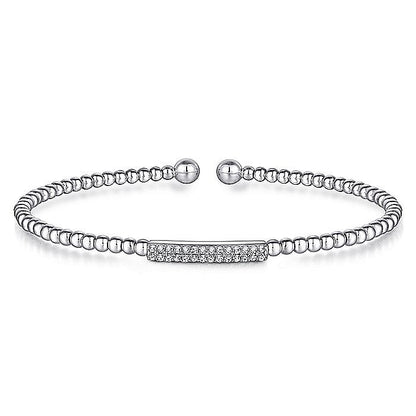 Gabriel & Co. 14 Karat White Gold Diamond Beaded Bujukan Bangle Bracelet