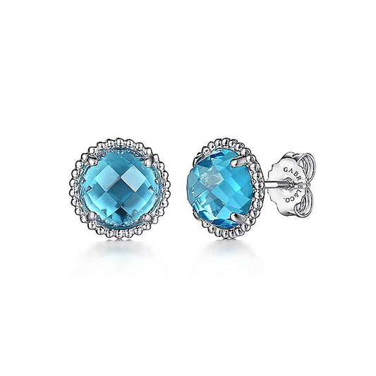 Gabriel & Co. Sterling Silver Blue Topaz Bujukan Stud Earrings - Colored Stone Earrings