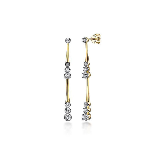 Gabriel & Co. 14 Karat Yellow Gold Linear Diamond Station Stud Earrings - Diamond Earrings