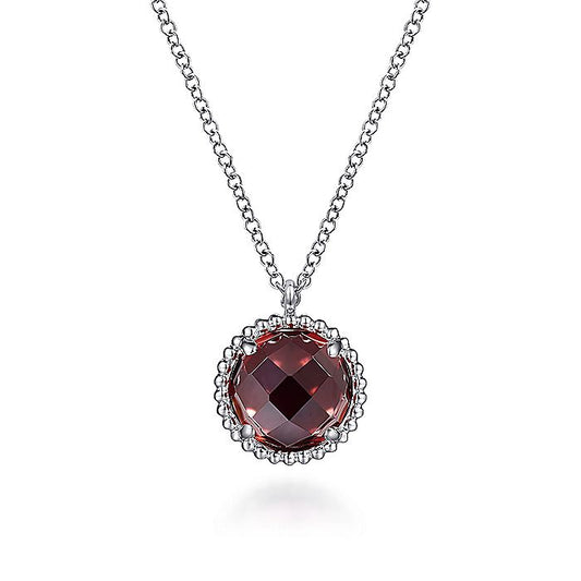 Gabriel & Co Sterling Silver Garnet Bujukan Frame Pendant Necklace - Colored Stone Pendants