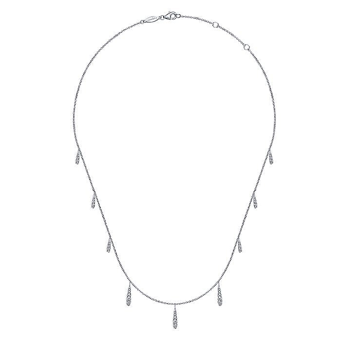 Gabriel & Co. White Gold Dangling Diamond Station Necklace - Diamond Necklaces