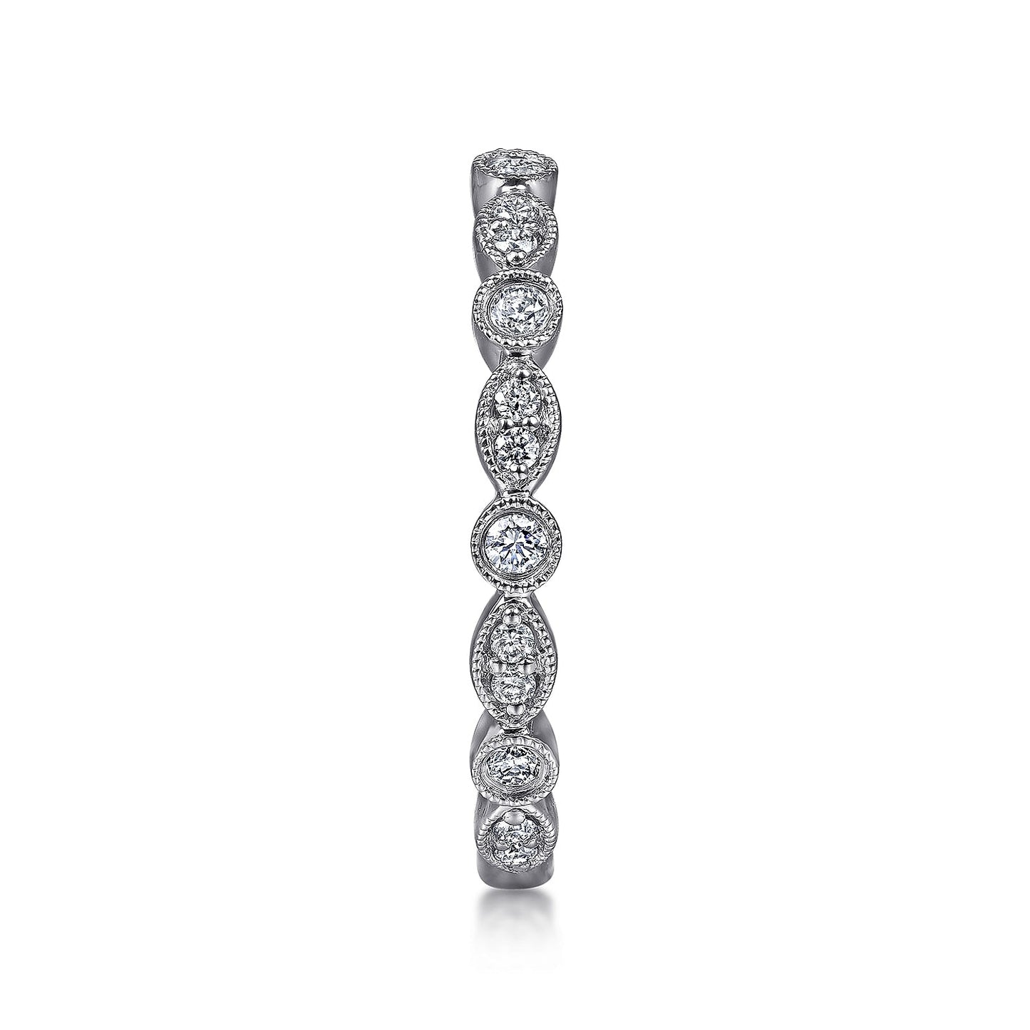 Gabriel & Co. White Gold Marquise and Round Station Diamond Ring - Diamond Wedding Bands - Women's