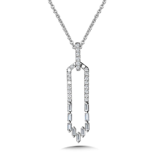 14 Karat White Gold Diamond Geometric Necklace