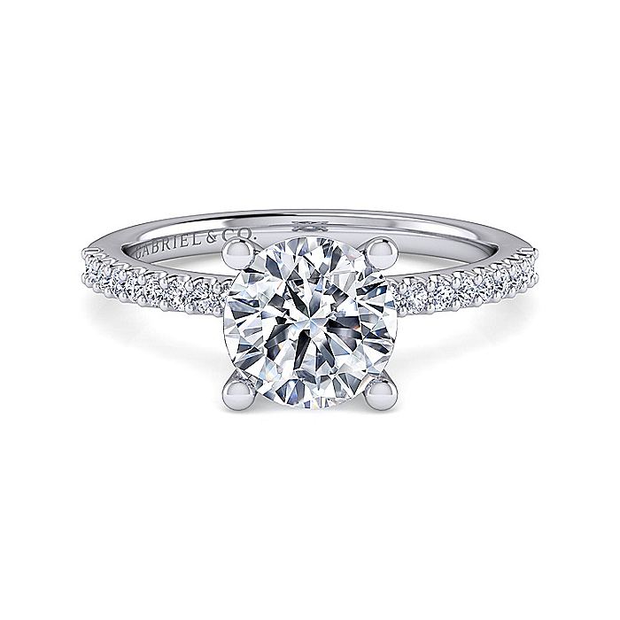 Gabriel & Co. 14 Karat White Gold Diamond Semi-Mount Engagement Ring - Diamond Semi-Mount Rings