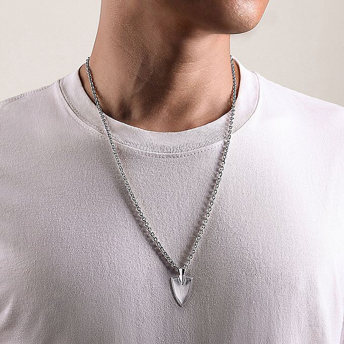 S925 Sterling Silver Mens Necklace Baseball Arrowhead Pendant Father's