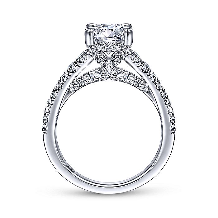 Gabriel & Co White Gold Straight Cathedral Semi-Mount Engagement Ring - Diamond Semi-Mount Rings