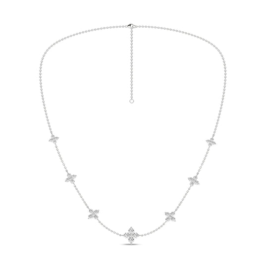 White Gold Laboratory Grown Diamond Petal Station Necklace