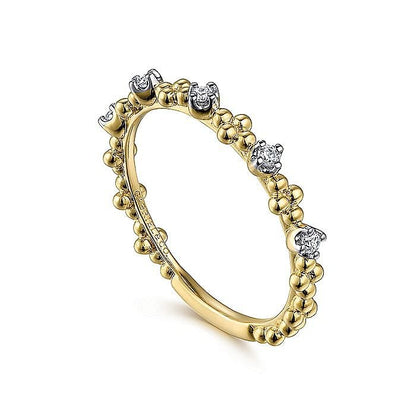 Gabriel & Co.Yellow Gold Diamond and Bujukan Bead Station Ring - Diamond Fashion Rings - Women's