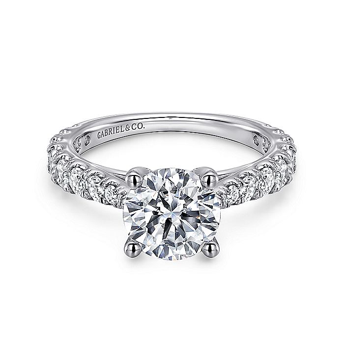 Gabriel & Co. 14 Karat White Gold Round Semi-Mount Engagement Ring - Diamond Semi-Mount Rings