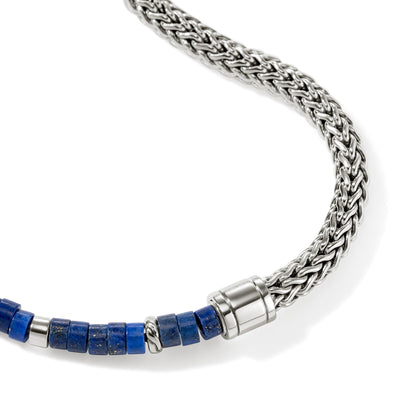 John Hardy Sterling Silver Lapis Lazuli Heishi Chain Bracelet