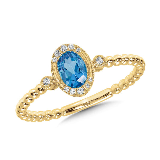 Yellow Gold Blue Topaz Ring Fashion Ring