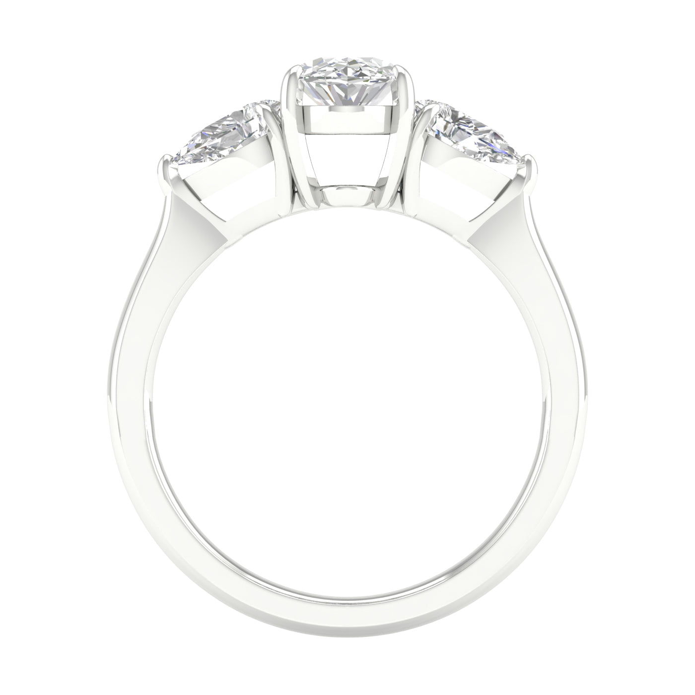 White Gold Three Stone Laboratory Grown Engagement Ring - Diamond Engagement Rings