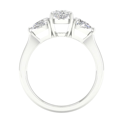 White Gold Three Stone Laboratory Grown Engagement Ring - Diamond Engagement Rings