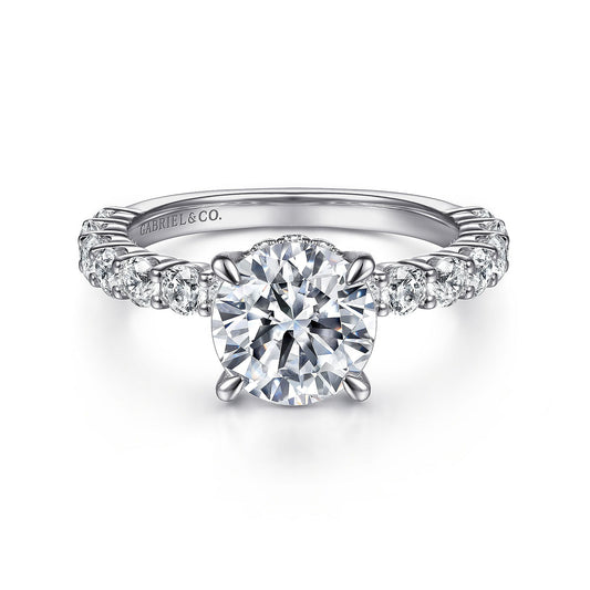 Gabriel & Co. 14 Karat White Gold Round Semi-Mount Engagement Ring - Diamond Semi-Mount Rings