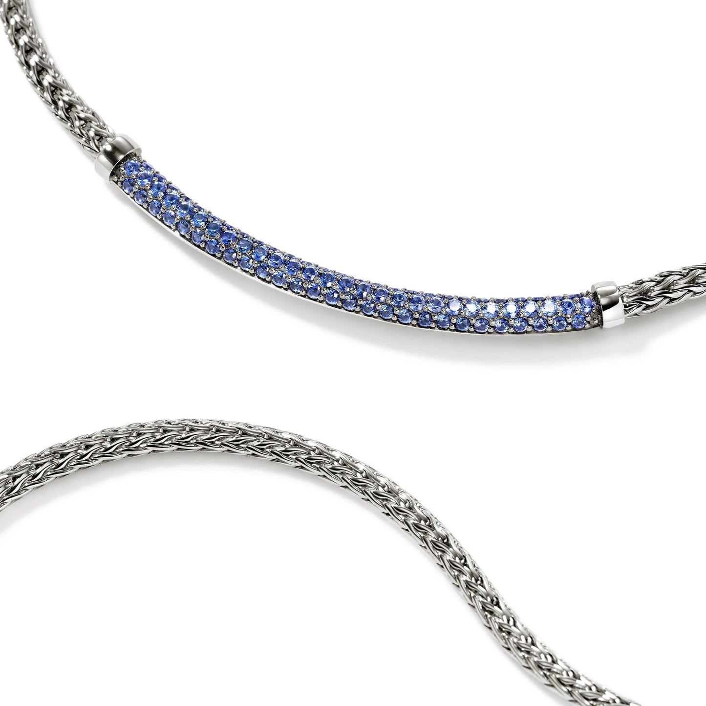 John Hardy Sterling Silver Essential Pavé Blue Sapphire Necklace